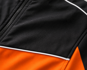 Performance Outerwear, Adjustable Hood and Cuffs, Durable Athletic Training Jacket, Streetwear Two Tone <b>Black</b> Orange <b>Windbreaker</b> - Product Image 4