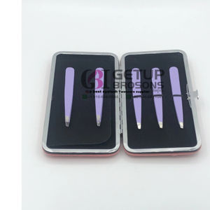 Pince à épiler professionnelle GETUP BROSONS IMPEX en acier inoxydable pour extensions de cils, à pointe fine, revêtement poudré violet, logo personnalisé - Product Image 1