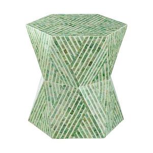Stacked Geometric Pattern Shell Inlaid <b>Stools</b> Mother of Pearl Natural Green Shell Mosaic Nightstand For Home Interior Styling - Product Image 1