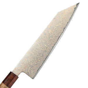 Cuchillo de cobre damasco hecho a mano con perfil delgado y mango de madera para limpiar y procesar pescado - Product Image 3