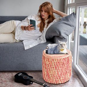 Hand Weaved Natural Seagrass Pouf Ottoman Boho Accent Chair Liv Footrest Stool Braided Footstool for Comfortable Sitting - Product Image 5