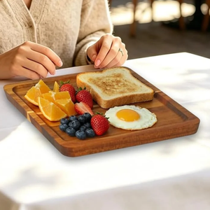 Platos cuadrados de madera de acacia al por mayor a buen precio, plato de madera para aperitivos, postres, ensaladas y frutas de Vietnam - Product Image 3