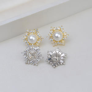 S925 Silver Female Earring & <b>Ring</b> Set <b>Sunflower</b> Snowflake Pendant with Empty Stand DIY Semi-Finished 1303 Fashion Jewelry - Product Image 4