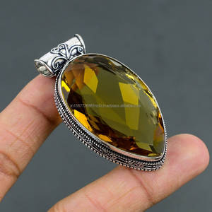 Colgante de Plata de Ley 925 sólida, joyería citrina, colgante hecho a mano, regalos para mujeres, joyería de plata - Product Image 1