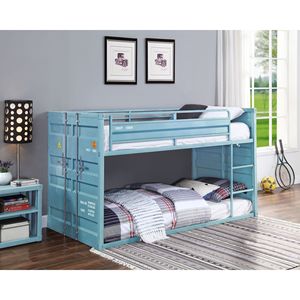Letto a Castello per Bambini Cargo Twin/Twin con Finitura Aqua, Comodo ed Elegante per Bambini - Product Image 1