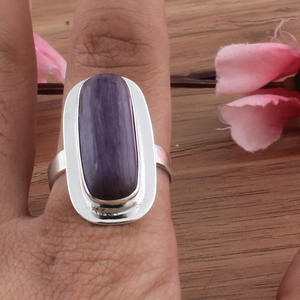 Wholesale <b>Large</b> Natural Charoite Ring 925 Sterling Silver Purple Women Rare Siberian <b>Stone</b> Band Classic Wedding Cocktail Jewelry - Product Image 3