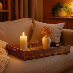 Bandeja de Madera Rústica Hecha a Mano, Diseño Rectangular, Acabado Natural, para Restaurante, Hotel, Hogar, Oficina, Decoración, Ramadán, Venta al por Mayor - Product Image 6