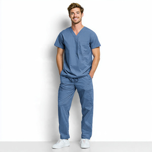 Wholesale Unisex Hospital <b>Scrub</b> Uniforms 100% Cotton Knitted Breathable Customized Color <b>Scrub</b> Suits - Product Image 2