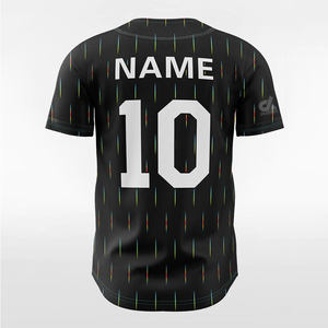 Camiseta de Béisbol Personalizada 2025 con Rayas Abstractas Negras, Detalles Multicolor, Botones, Uniforme de Equipo, Nombre y Número Personalizados, Estilo Profesional - Product Image 5