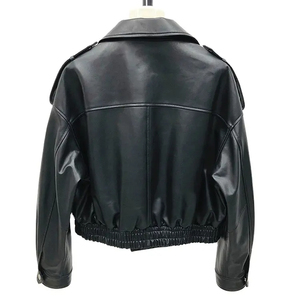 Veste en cuir pour femme, design tendance, nouvelle collection, couleur unie, en cuir véritable. - Product Image 2