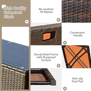 High Quality Outdoor <b>Rattan</b> Furniture with Propane Fire Pit <b>Table</b> and Removable Cushion Covers for Patio - Product Image 3