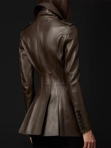Abrigos Largos de Piel de Oveja de Última Moda para Mujer, Chaquetas de Cuero de Ante Vacuno al por Mayor, Abrigo de Cuero Genuino Personalizado para Mujer - Product Image 5