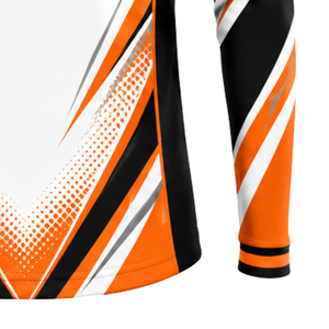 T-shirt de sport à col zippé orange, blanc et noir, à manches longues, pour l'entraînement athlétique, la course à pied, les vêtements d'équipe, vêtements de sport personnalisés haute performance - Product Image 6