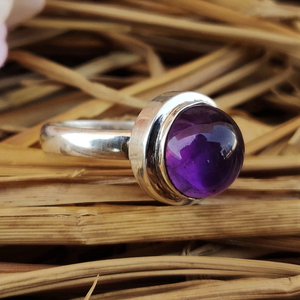 Bague en améthyste violette, argent 925, faite à la main, pour femme, style bague de fiançailles à taille ronde - Product Image 3