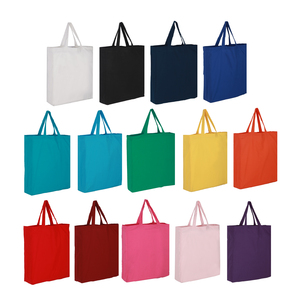Sac de courses en coton uni |   Sac fourre-tout réutilisable à longue poignée |   Sac de courses promotionnel grande capacité pour les commerçants - Product Image 1