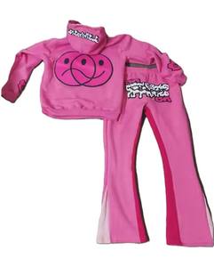 Ensemble de survêtements empilés en coton 100 % délavé à l'acide 450 g/m² pour pantalons évasés et sweats à capuche, avec impression 3D en relief – Collection Sportswear 2026 - Product Image 2