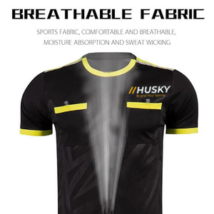 Conjunto de Jersey de Árbitro Amarillo para Hombre con Bolsillos y Pantalones Cortos Negros, Uniforme Transpirable de Poliéster para Adultos - Product Image 4
