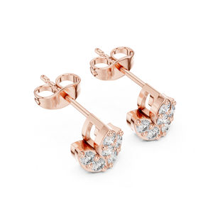 Boucles d'oreilles pour femmes en or blanc 14 carats avec diamants de laboratoire ronds pour un usage quotidien |   Nouveau diamant cultivé - Product Image 4