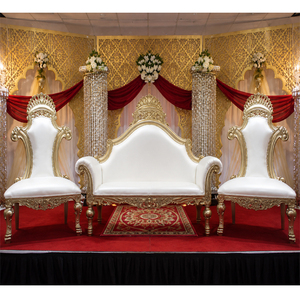 Ensemble de canapés pour mariage royal / Ensemble de canapés élégants pour mariage asiatique, meubles design, ensemble de canapés élégants pour mariage royal, ensemble de canapés avec structure en métal - Product Image 1