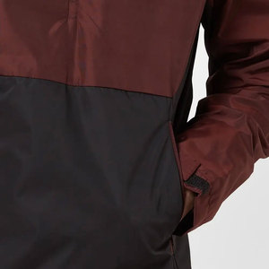 Men's Windproof Hooded Puffer Jacket Color Blocking Burgundy <b>Black</b> Quarter Zip Casual Autumn Wear - Product Image 6