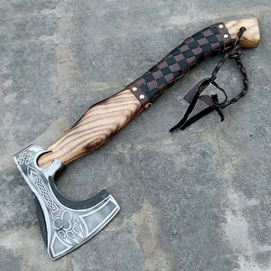Hache Tomahawk artisanale industrielle LEGACY BLADES avec manche en bois, lame en acier forgé, hache de survie, outil de découpe pour l'extérieur - Product Image 1