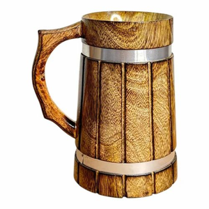 FAIZA CRAFT Poignée de tasse en bois faite à la main, écologique, en bois massif, compatible micro-ondes, certifiée CE, pour café, thé, camping, maison, fêtes - Product Image 1