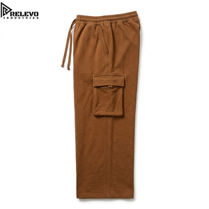Pantalon cargo en molleton marron caramel personnalisé de haute qualité pour homme, pantalon de survêtement en coton épais à jambe droite et bas ouvert, vente en gros - Product Image 3