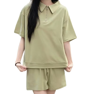Factory Direct Sale Women's Short Sleeve Jersey <b>Pyjamas</b> 100% Cotton 2 Piece Shorts Set <b>Summer</b> Breathable Eco-Friendly Bangladesh - Product Image 1