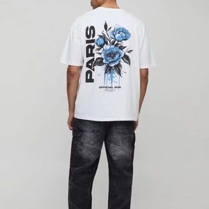 เสื้อยืดโอเวอร์ไซส์ทรงบ็อกซี่ แขนสั้น ปักลาย ผ้าคอตตอนหนา สไตล์ลำลอง สตรีทแวร์ ทรงหลวมสำหรับผู้ชาย - Product Image 3