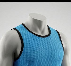 Men's Blue <b>Mesh</b> Tank Top Round Neck Sleeveless Breathable Regular Fit All Seasons 100% Polyester Solid Color - Product Image 3