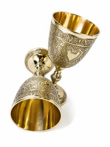 Luxury Brass Art Deco Embossed Floral Design Leak Proof Goblet Wine <b>Glass</b> with Custom Logo Reusable <b>Bar</b> Accessory - Product Image 4