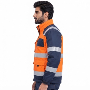 Ropa de Seguridad Industrial para Exteriores, Chaqueta de Seguridad OEM con Tiras Reflectantes, Chaqueta de Trabajo de Tela Resistente y Ajuste Cómodo - Product Image 3