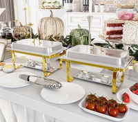 Set Prasmanan Piring Stainless Steel Premium dengan Penghangat Makanan, Set Katering 2 Buah, Aman untuk Mesin Cuci Piring, Merek PHC, Harga Murah