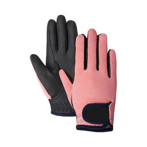 Gants d'équitation en cuir PU pour femmes, rose et noir, couleur unie, fermeture auto-agrippante, coupe régulière, accessoires équestres 2026 - Product Image 1