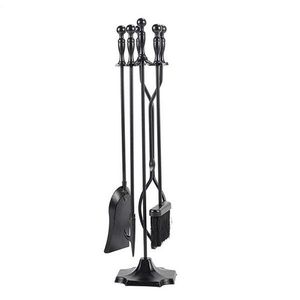 Set di Attrezzi per Caminetto in Ferro Nero 7.28L X 7.28 L x 31.9H Pollici, 5 Pezzi, con Porta Legna in Acciaio Inossidabile e Metallo per Combustibile - Product Image 2