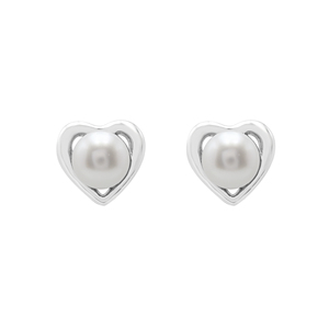 Nuevos Pendientes de Perlas Redondas de Agua Dulce en Forma de Corazón, Plata de Ley 925, Diseño Clásico, Joyería Fina para Mujer - Product Image 1