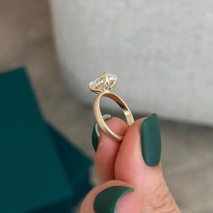 2 Carat Cushion Cut Lab Grown Diamond Hidden Halo <b>Brush</b> Finish Engagement Wedding Ring in Gold IGI Certified for Women - Product Image 2