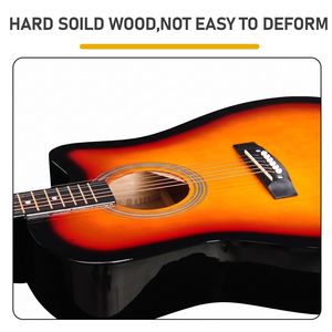Chitarra Acustica Dreadnought Sunset da 41 Pollici con Capotasto, Accordatore, Chiave, Borsa per il Trasporto - Ideale per Principianti, con Cutaway a Forma di Barile, Plettro e Corde - Product Image 3