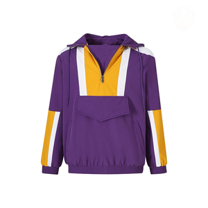 Chaqueta Cortavientos Omega Morada con Media Cremallera, Diseño Personalizado Morado y Dorado, Estilo Fraternidad, Ropa Universitaria y Colegial, Venta al por Mayor - Product Image 1