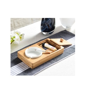 Ensemble d'ashtrays écologiques en bois, ashtrays carrés en bois pour cigarettes et cigares avec boîte de rangement pour l'extérieur, la maison, l'hôtel - Product Image 1
