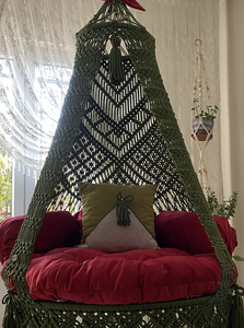 <b>Macrame</b> Round Swing, <b>macrame</b> swing, <b>Hanging</b> <b>Chair</b>,Christmas,Green christmas decorations - Product Image 1
