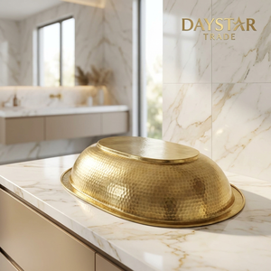 Évier rectangulaire à un seul bac en laiton brossé Daystar Trade, à quatre trous, design contemporain fait main, robinet de cuisine - Product Image 2