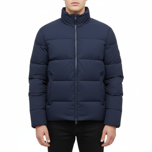 Veste matelassée décontractée personnalisée à fermeture éclair, couleur unie, imperméable, à capuche, pour homme, protection contre le froid, approvisionnement en gros OEM - Product Image 1