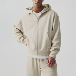 Sudadera con capucha personalizada para hombre, estilo vintage, con cremallera, informal, de forro polar, estilo urbano, de peso pesado, lisa, con lavado ácido, oversize, de moda - Product Image 1