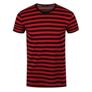 Camiseta Ecológica para Hombre, 100% Algodón Orgánico, Tejido de Punto, Manga Corta, Estilo Marinero, Corte Regular, Cuello Redondo, Rayas, Transpirable, 180g - Product Image 1