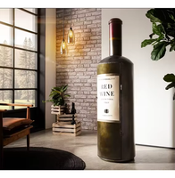 Meuble de rangement multifonctionnel et résistant à l'eau, inspiré des bouteilles de vin, pour la présentation de verrerie dans les supermarchés et fermes.