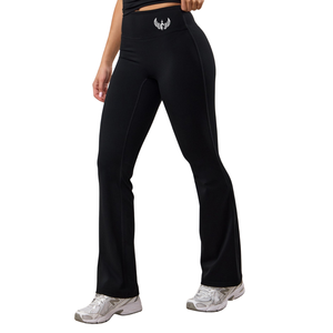 Black <b>Flared</b> Yoga <b>Leggings</b> Women High Waist Gymwear Stretch Fitness Training Workout Activewear Performance Pants - Product Image 1