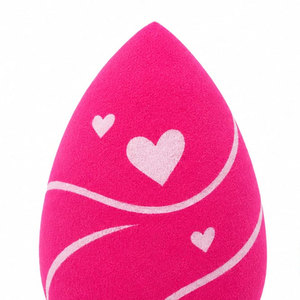 Éponge de maquillage rose avec motif cœur et tourbillon blanc, éponge de beauté sans latex, applicateur de fond de teint cosmétique - Product Image 4