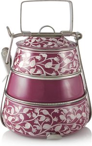 Sale From Indian Vendor Office Adult Usage Eco-Friendly Modern Stainless Steel Tiffin <b>Metal</b> 3-Layer Copper Plated Locking Clips - Product Image 6