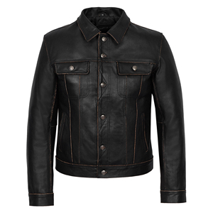 Veste en cuir véritable pour homme, style western classique, veste en cuir sur mesure, OEM, ODM, vente en gros, fabricant de marques privées - Product Image 1